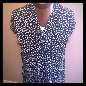 Polka dot long torso blouse, back ties